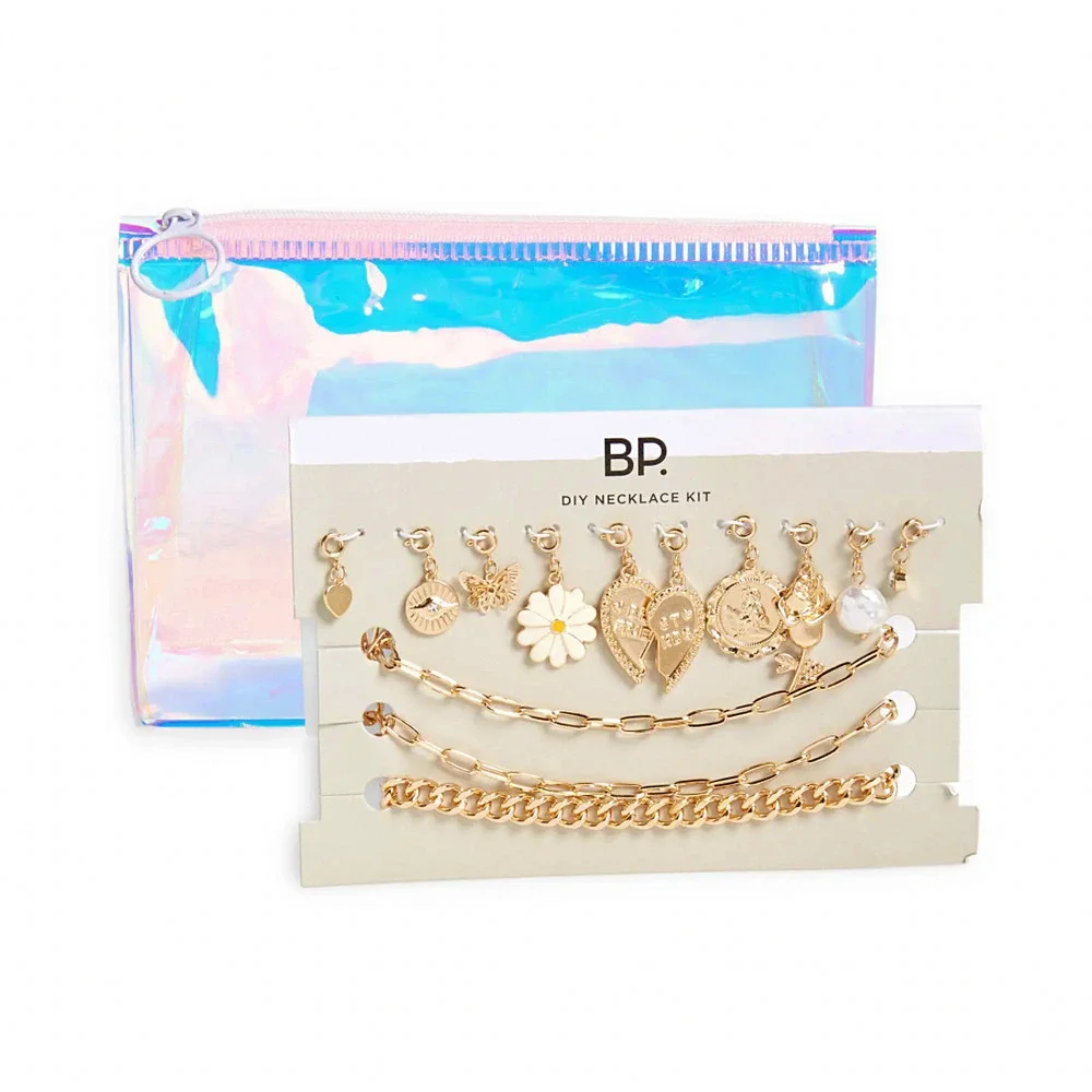 Nordstrom DIY Gold Charm Necklace Kit Gift Pouch Daisy Best Friends Butterfly